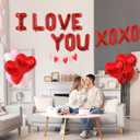 2 x 16 Inch I Love You Balloons XO XO Letter Day Balloons Red Heart Foil Balloon for Valentines Day Wedding Romantic Special Night Party Supplies Decorations
