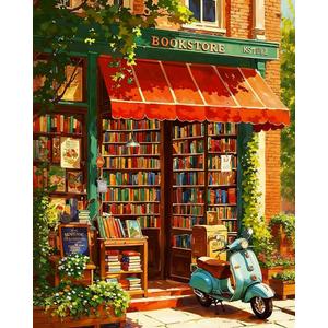 GEEHEIY Paint by Numbers Kit for Adults - Book Store Paint by Numbers for Adults Beginner, Books Adult Paint by Number Kits on Canvas, Perfect for Home Decor Gift 16x20 Inch (TRTDNF1P310)