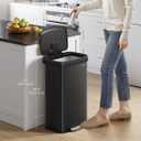 SONGMICS Kitchen Trash Can, 21 Gallon (80 L) Stainless Steel Garbage Can, with Stay-Open Lid and Step-on Pedal, Soft Closure, Tall, Large and Space-Saving, Black ULTB534B01