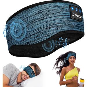 LC-dolida Boho Sleep Headphones Headband, Over Ear Bluetooth Headphones Wireless Womens Headbands, Wireless Earphones Sweat Resistant Band Music Sleeping Eye Mask Earbuds for Sports Unique Gifts