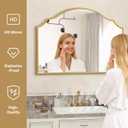 Scalloped Gold Wall Mirror, 36x26 Inch Arched Mirror Decorative, Elegant Mirror Wall Decor for Entryway, Bathroom Vanity, Hallway, Fireplace