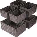 Woven Storage Baskets, Storage Bins, Cube Basket Container Baskets Storage Boxes Organizers for Clothes/Shelves/Closet, Set of 6 (Brown)