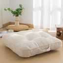 HIGOGOGO Washable Floor Pillow Cushion for Adults, Meditation Cushion Pillow, Large Square Floor Sitting, Removable Tufted Corduroy Cover, for Tatami Living Room or Yoga, 22x22 Inch, Machine Washable (4" Thick(Pack of 1))