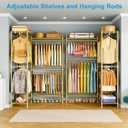 Ulif E4L Corner Clothes Rack, L Shaped Garment Rack, Heavy-Duty Freestanding Closet System with Shelves and Hangers, Max Load 962lbs, 42.7" W x 42.7" D x 79.3" H, Gold