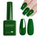 CANNI Green Gel Nail Polish, 1Pcs Emerald Green Gel Polish Dark Green Color Gel Polish Nail High Gloss Soak Off U V Gel Nail French Nail Manicure Salon DIY
