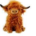 Kulupu Highland Cow Stuffed Animal,10.5 inches Realistic Cow Plush Toy,Animal Cattle Plush Farm Toy,Farm Plushie Christmas Birthday Present for Boys Girls Kids Grandchildren (Brown)