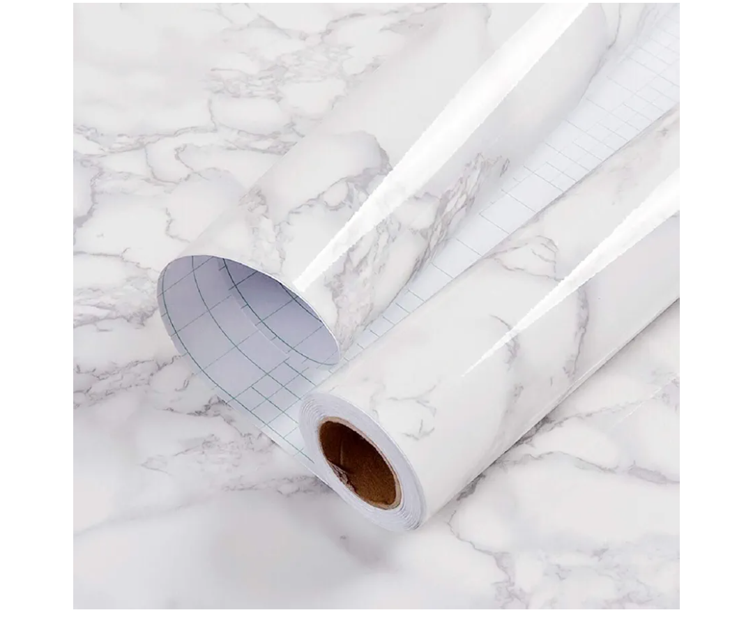practicalWs Glossy Marble Contact Paper Granite White/Grey Kitchen Countertop Cabinets Furniture Refurbishment Wall Paper Thick Removable Wallpaper Peel and Stick Wall Decor Vinyl Wrap 11.8"x78.7"