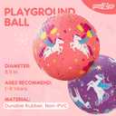 PlayZap 2 Pack Playground Balls for Toddlers, Unicorn Kickballs for Kids 3-12, 8.5" Rubber Bouncy Balls with Pump, Indoor & Outdoor Dodgeball Toys for Boys & Girls Gifts