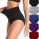 Women's High Waist Cotton Underwear Stretch Briefs Soft Comfy Ladies Panties MultiPack (X-Large, Multicoloured01-5 Pack)