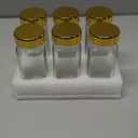 Tianifa 6pcs Gold Spice Jars, 4 oz Glass Seasoning Bottles, Spices Container, Empty Spice Jars, Square Spice Bottles with Airtight Plastic Caps with Shaker Lids