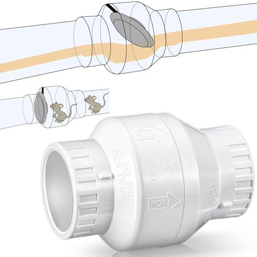 Geetery 2 Pcs 2 Inch PVC Slip Swing Check Valve No Spring Back Flow Preventer Valve White No Return Silent Backflow for Backflow Prevention, Reduces Water Hammer Noise