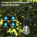 Lakumu 2-Pack 96FT Outdoor String Lights with Waterproof Shatterproof Dimmable 5000K Daylight White E12 Filament S14 LED Bulbs for Backyard Hanging Lights Linkable Patio Light for Deck Bistro Pergola