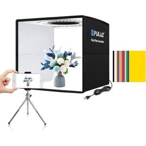 PULUZ Mini Photo Studio Light Box, Photo Shooting Tent kit, Portable Folding Photography Light Tent with CRI >95 102pcs LED Light & 6 Kinds Double-Sided Color Backgrounds for Small Size Products