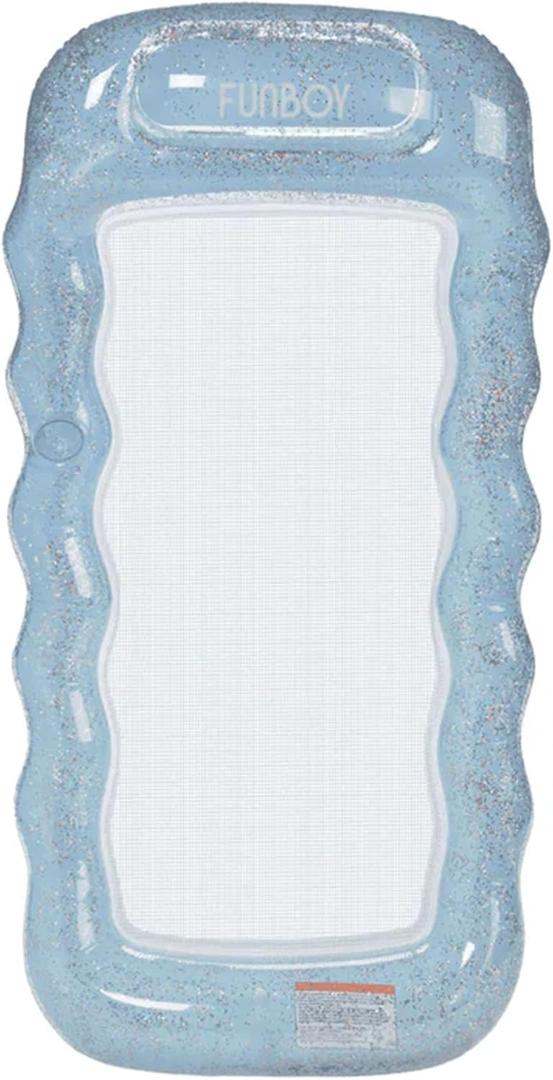 FUNBOY Clear Inflatable Mesh Pool Lounger Mesh Water Hammock with Built-in Pillow 70" Pool Hammock Float for Adults Swimming Pool Accessories & Tanning Pool Lounger Float for Pool Party & Summer (Blue)