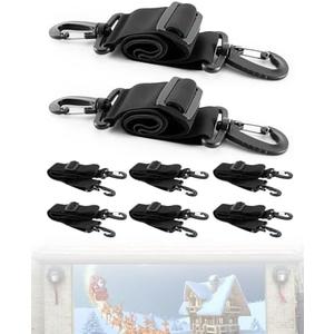 6 Pcs Christmas Garage Door Banner Clamps, No-Drill Garage Door Backdrop Installation Tools, 23.6-47.2 inches Large Banner Hanging Clips Kit, Heavy-Duty Mural Hooks for Christmas Holiday Decorations