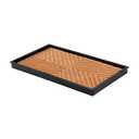 Anji Mountain Heavy Duty Waterproof Rubber Shoe Storage Mat Organizer/Boot Storage Multi Use for Entryway with Coir, Tan Cross Embossed Insert, Fits 2 Pair (24.5" Wide)