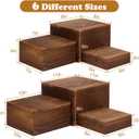 6 Pack Wooden Risers Display Stands Rustic Wood Cake & Cupcake Stands for Party Square Food Risers for Buffet Wooden Crates for Display Home Decor