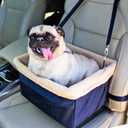 Deluxe Dog Car Seat Fits Pets up to 15lbs, Dog Booster Seat, Padded Cushioning, Adjustable Straps, Metal Frame Encasing, Installs in Seconds, Collapsible Canvas and Easy to Clean