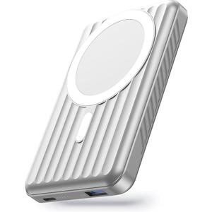 Azmuth Magnetic Power Bank 10000mAh, Wireless Power Bank 22.5W PD Fast Charging with LED Display and USB-C Charging Cable, Battery Pack for iPhone 15/14/13/12 Series (Silver)