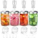 4 Pack Fermentation Kit, Stainless Steel Fermentation Lids and Glass Weights for 86MM Wide Mouth Mason Jars (No Jars)