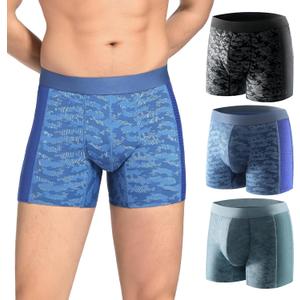 Carer Mens Incontinence Underwear, Washable Reusable Breathable Leak Proof Underwear for Men Boxer Briefs for Bladder Leakage, 80ml Absorbent Pad Breathable Waterproof 3 Pack, Small (Black/Blue/Light Blue)