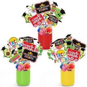 Mexican Graduacin Party Decorations Table Toppers Set of 24 Graduation Fiesta Taco Bout a Future Centerpieces Sticks Congrats Grad Class of 2026 Graduation Party Supplies