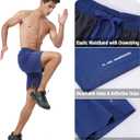 Men's Athletic Running Shorts Quick Dry Workout Gym Shorts 7" Lightweight Sports Active Training Tennis Hiking Shorts (Blue, S)