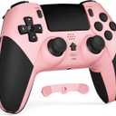 CHEREEKI Wireless Controller for PS4 with 2 Macro Buttons, 3.5mm Audio and Turbo Function, 6-Axis Motion Control, Dual Vibration, Gamepad Joystick for PS-4, Compatible with PS-4, Slim, Pro (Pink)