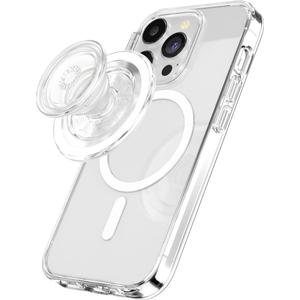 PopSockets PopGrip for MagSafe, Magnetic Phone Grip & Stand, Swappable Top, Secure Grip for iPhone MagSafe Cases, Kickstand for Hands-Free Viewing, Wireless Charging Compatible - Clear