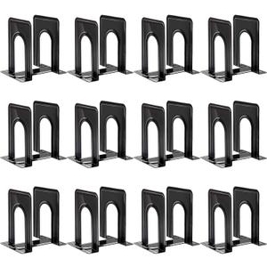 HappyHapi Book Ends, Bookends for Shelves, 24pcs Metal Bookends, Book Ends for Heavy Books Holders for Office Home Library Book Ends Supports, Book Ends to Hold Books Heavy Duty (12 pair)