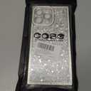 PERRKLD Luxury Glitter for iPhone 14 Pro Max Rectangle Bling Case, Silver