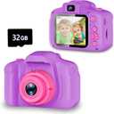 Seckton Upgrade Kids Selfie Camera, Christmas Birthday Gifts for Girls Age 3-9, HD Digital Video Cameras for Toddler, Portable Toy for 3 4 5 6 7 8 Year Old Girl with 32GB SD Card