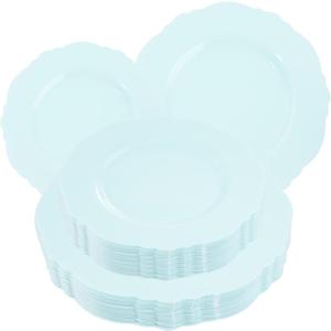 60pcs Mint Green Plastic Plates - Baroque Dinner Plates Including 30 Green Plates Disposable10.25inch, 30 Dessert Plates 7.5inch for Upscale Wedding/Party