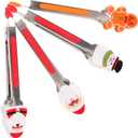 BESTonZON 4pcs Christmas Stainless Steel Food Tongs, Mini Tong Santa Snowman Gingerbread Man Style with Silicone Tips for Xmas Party