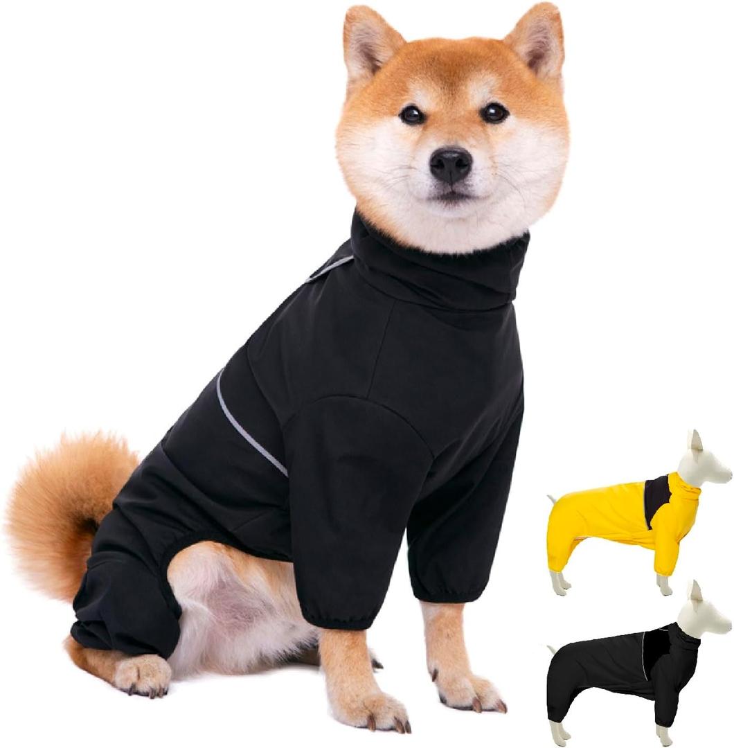 Dog Raincoat,Waterproof Windproof Rain Jacket,All-Weather Jacket,for Small Medium Large Extra Large Dogs (Black, Medium)