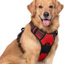 rabbitgoo Dog Harness No Pull with 2 Leash Clips, Adjustable Soft Padded, Reflective Oxford No Choke Pet Vest with Easy Control Handle for Large Dogs, Red, XL