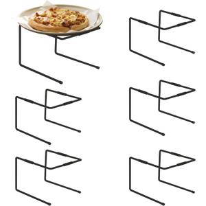 HPC DECOR 6PCS Black Metal Pizza Stands for Tables- Pizza Pan Riser Rack Holder- Food Display Riser Stands for Party Buffet Table Platter Tray- Metal Display Stands for Home, Restaurant, Catering