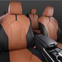 Xipoo Seat Cover Compatible with 2020-2025 Toyota Highlander 7 Seats Car Seat Cover Replacement for 2020-2025 Toyota Highlander Accessories (Fit 2020-2025 W/Second Row Captain Chair, Black+Brown)
