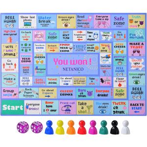 Drinking Games,Leather Mat Drinking Board Game for Adults,Interactive Girls Night Drinking Games,Bachelorette Party Games,Age 21+,2-8 Players (Sky Blue)