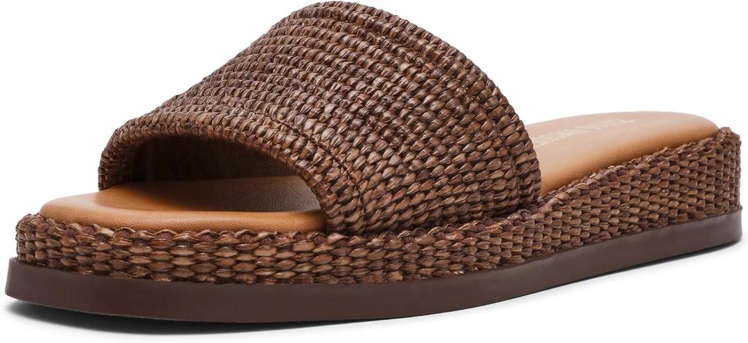 Steve Madden Women's Boardwalk,  7.5, Brown Raffia