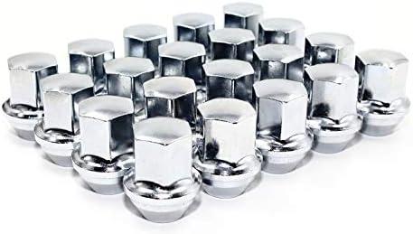 Set of 20 Veritek 14x1.5mm Chrome 7/8 22mm Hex Duplex Large Wide Acorn Seat OEM Style 1.5 Inch 38.5mm Lug Nuts for Buick Cadillac Chevy Chevrolet Chrysler Dodge Jeep RAM Factory Wheels VPE-14155330CH