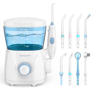 FC166 Water Flosser for Teeth/Braces, 600 ml Large Capacity, 10 Adjustable Pressures,8 Home Nozzles Professional Oral Irrigator for Teeth Clean(White)