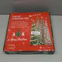 HMASYO 6 FT Pop Up Christmas Tree with 100 LED Lights & Remote, White Christmas Tinsel Tree, Collapsible Artificial Pencil Tree for Home Office Party Decor, USB Powered Timer Lights, Easy Assembly