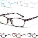 Gaoye +1.75 Reading Glasses Men - Blue Light Blocking Lenses, TR90 Frames, UV400 - Eyeglasses with Clear Vision (Black, Leopard, Blue & Clear Mix)