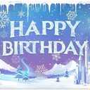 Yriujul Fabric 96x60inch Ice Snow Winter Birthday Backdrop Magical Castle Wonderland Snowflake Photography Background Kids Girls Party Decorations Photo Props