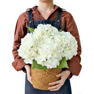 JINWOE 4PCS White/Cream Hydrangea Artificial Flowers, 21" Lifelike Latex Silk Real Touch Faux Hydrangea Flowers, Artificial Hydrangeas Bouquet for Wedding Centerpieces Tables Party Home