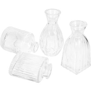 GLEAVI 4pcs Glass Flower Vases for Home Decoration Small Table Centerpiece Vases for Floral Arrangements and Sturdy Design for Office Restaurant and Present Use