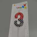 MTLEE Racing Car Birthday Number Candle Race Car Theme Cake Topper Truck Themed Birthday Supplies Decorations Red Black White Checkered Candles(Red and Checkered,Number 3)