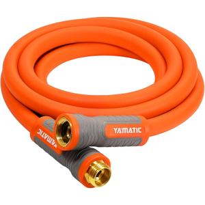 YAMATIC Garden Hose 5/8 in x 10 ft, Ergonomic Swivel Fittings, Burst 600 PSI,Heavy Duty, Flexible and Lightweight Water Hose (Orange)