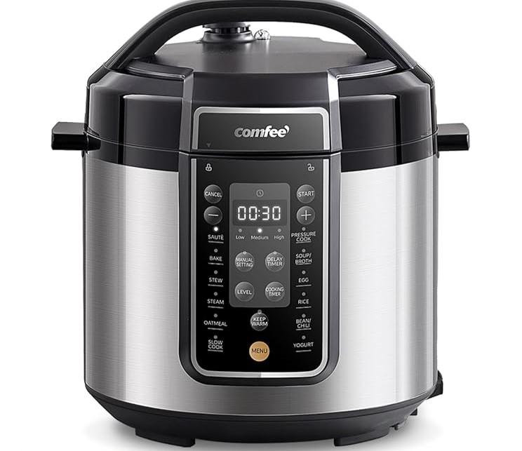 COMFEE’ Pressure Cooker 6 Quart with 13 Cooking Functions, Olla de Presion Non-Stick Pot Yogurt Maker Rice Cooker Slow Cooker Sauté Steamer, Healthy Ceramic Inner Pot